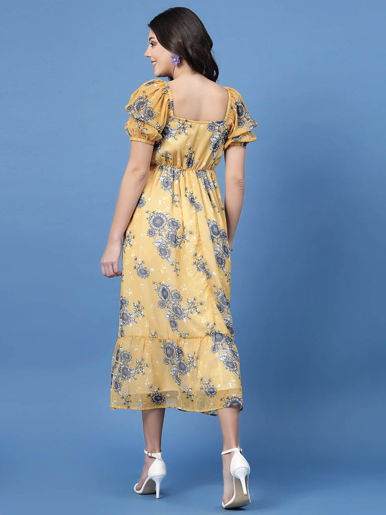 Elastic Detail Dress (Mustard) | Hem Dress |Ayro Lane