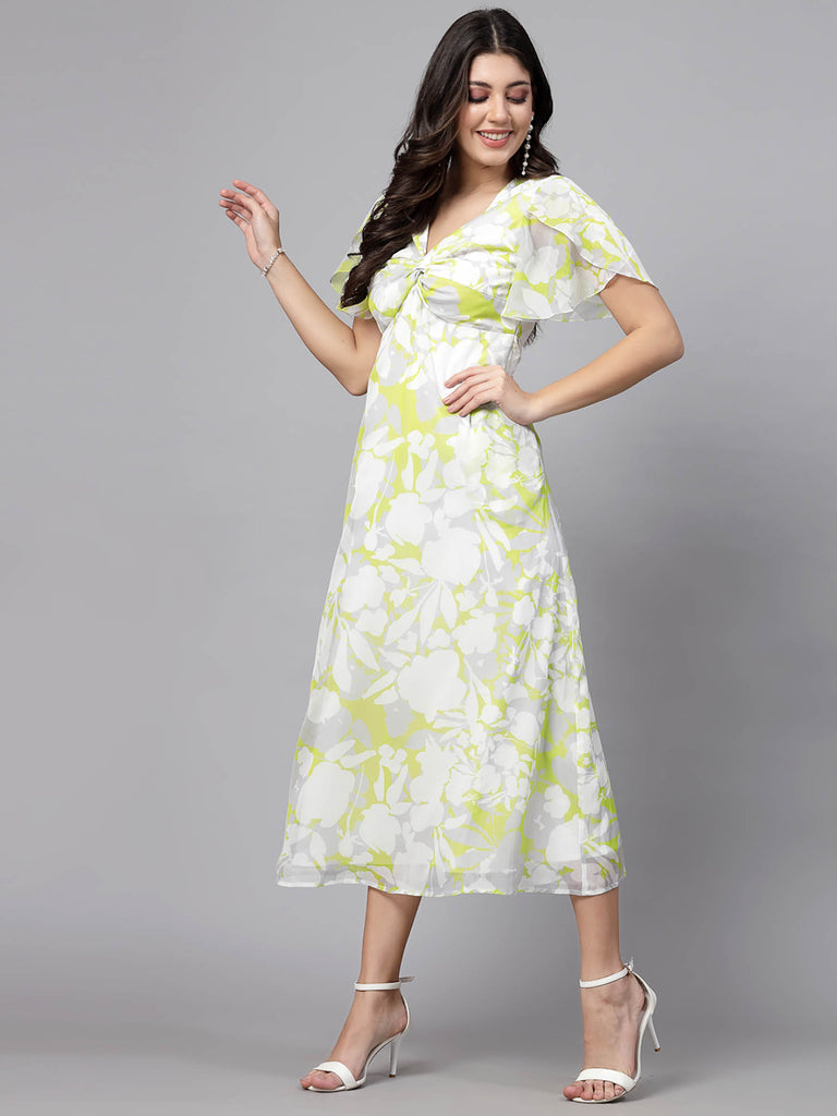 Overlaped Sleeve Detail Dress (Lime Yellow) | Clothing | Ayro Lane