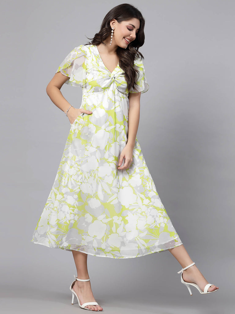 Overlaped Sleeve Detail Dress (Lime Yellow) | Clothing | Ayro Lane