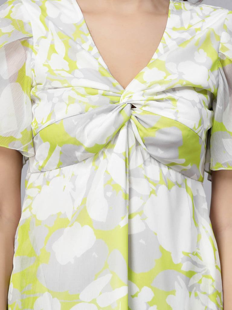 Overlaped Sleeve Detail Dress (Lime Yellow) | Clothing | Ayro Lane