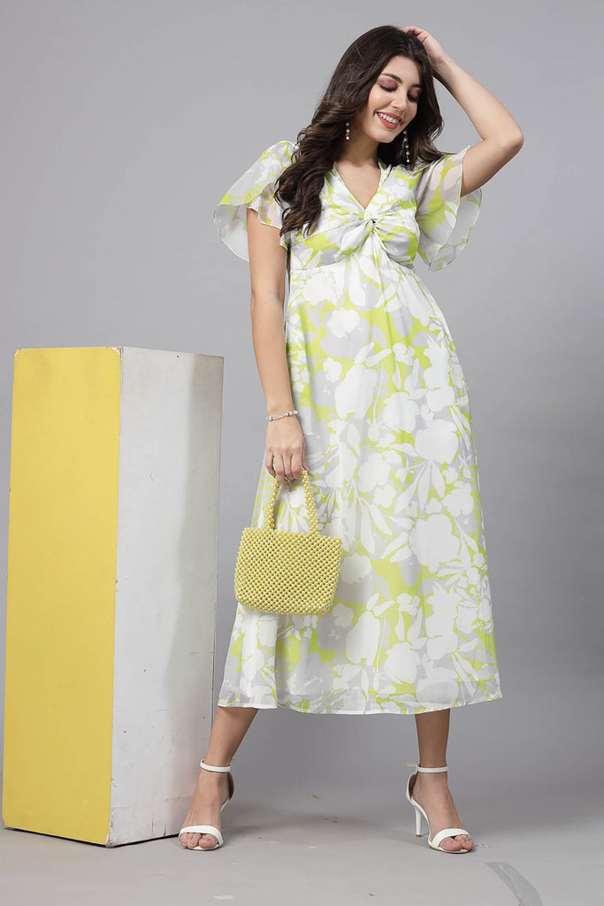 Overlaped Sleeve Detail Dress (Lime Yellow) | Clothing | Ayro Lane