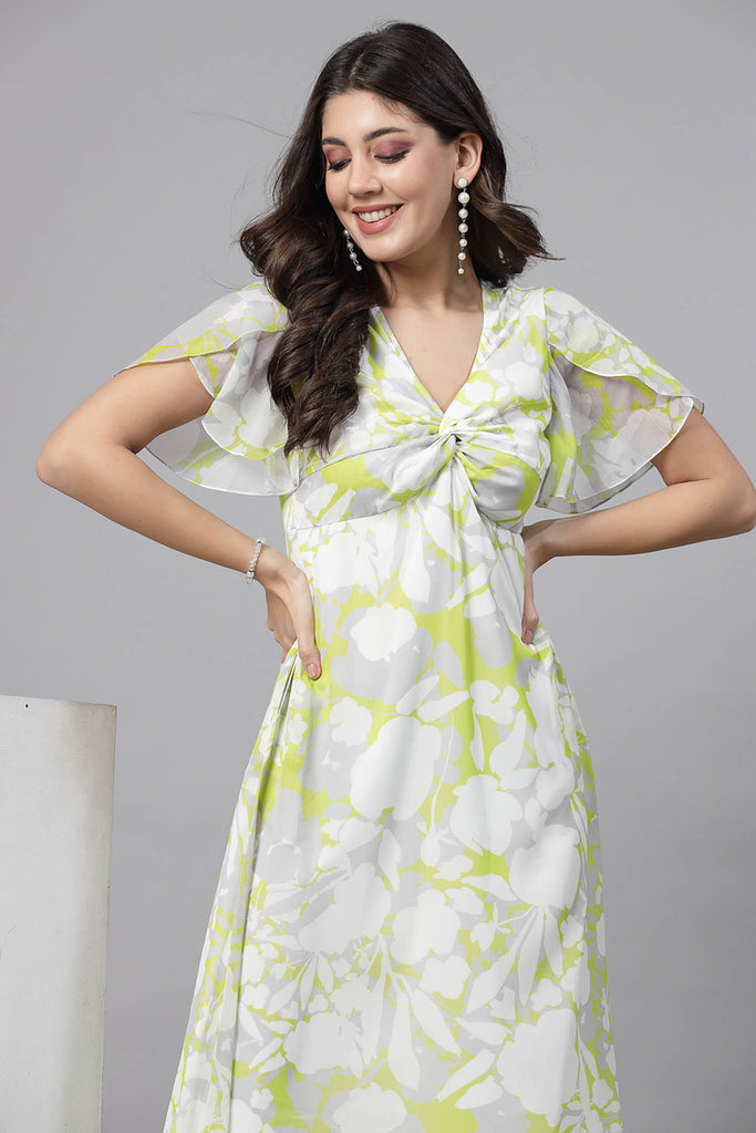 Overlaped Sleeve Detail Dress (Lime Yellow) | Clothing | Ayro Lane