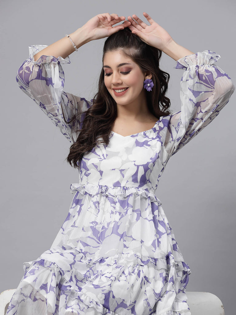 Full Sleeve Tiered Dress (Lavender) | Clothing | Ayro Lane