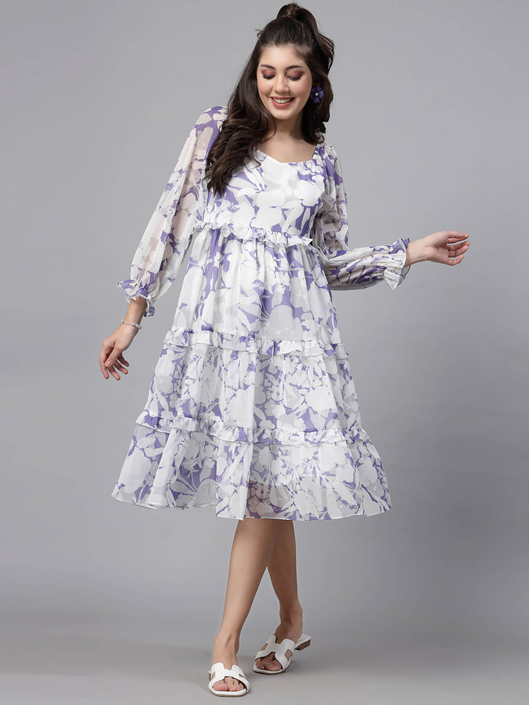 Full Sleeve Tiered Dress (Lavender) | Clothing | Ayro Lane