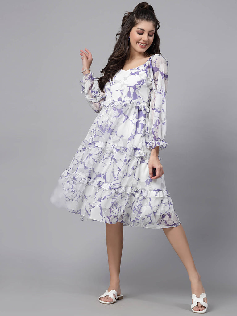 Full Sleeve Tiered Dress (Lavender) | Clothing | Ayro Lane