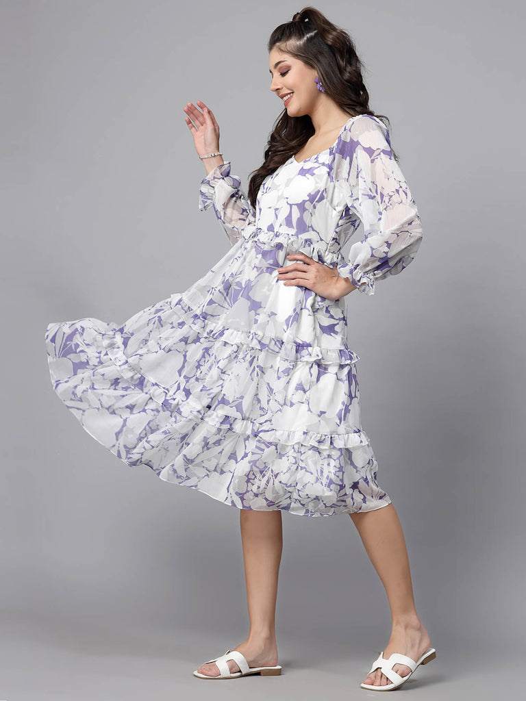 Full Sleeve Tiered Dress (Lavender) | Clothing | Ayro Lane