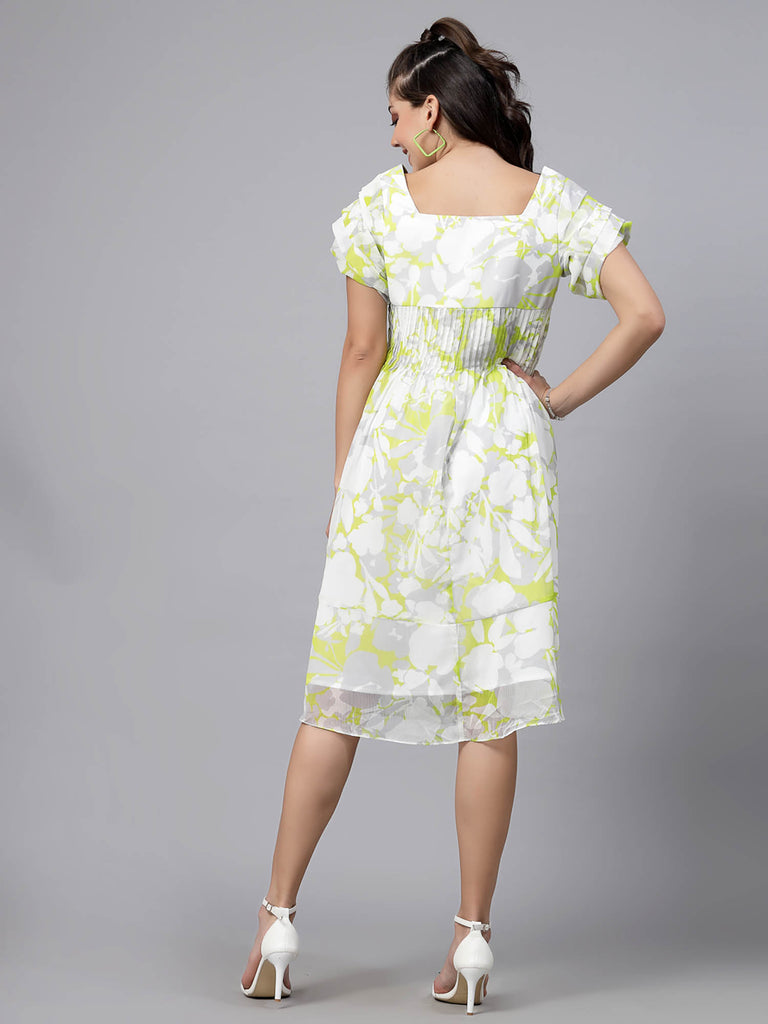 Space Tucks Detail Dress (Lime Yellow) | Clothing |Ayro Lane