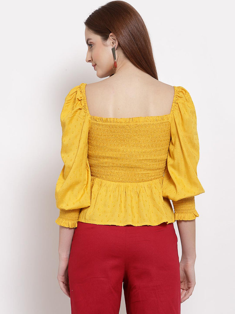 Mustard Smocked Top | Tops & Shirts |Ayro Lane