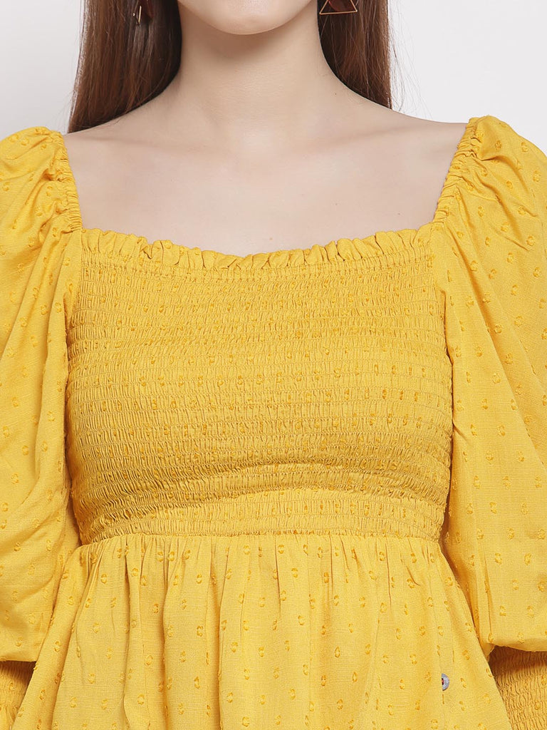 Mustard Smocked Top | Tops & Shirts |Ayro Lane