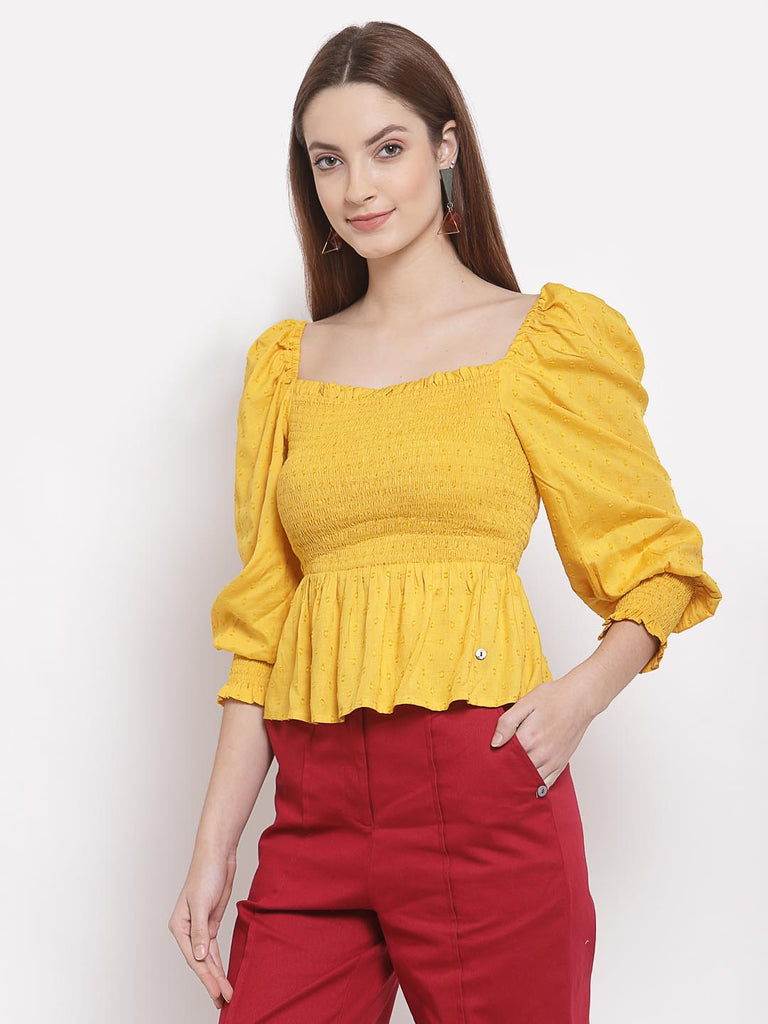 Mustard Smocked Top | Tops & Shirts |Ayro Lane