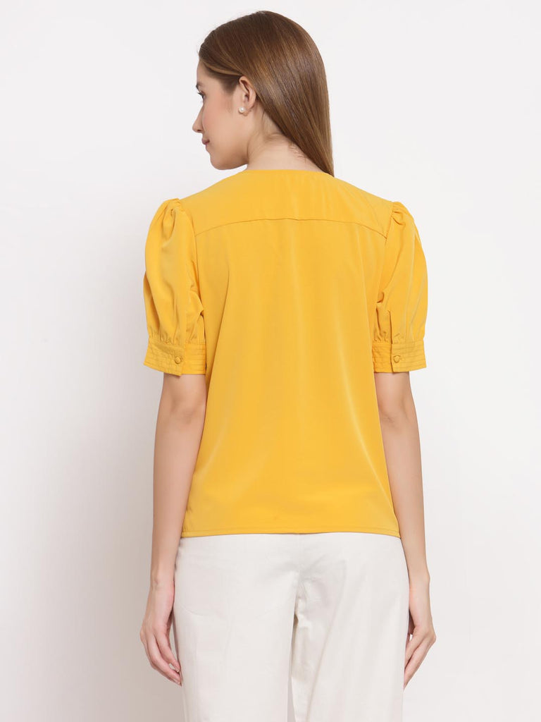 Mustard V Neck Button Down Top | Tops & Shirts |Ayro Lane