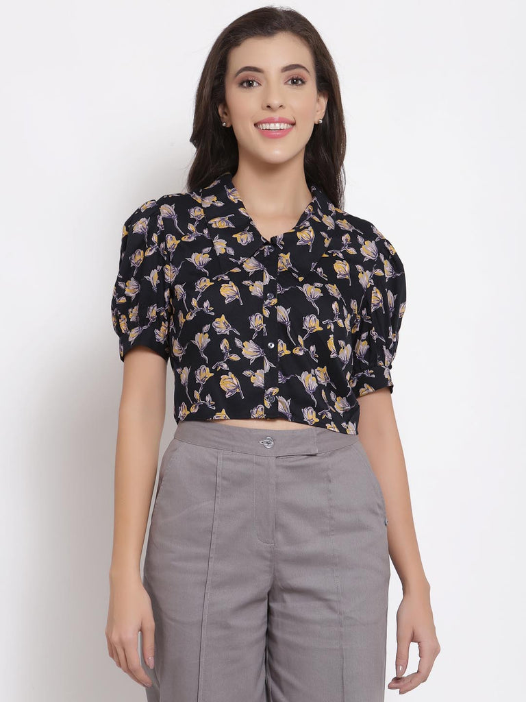 Black Crop Collar Top | Tops & Shirts |Ayro Lane