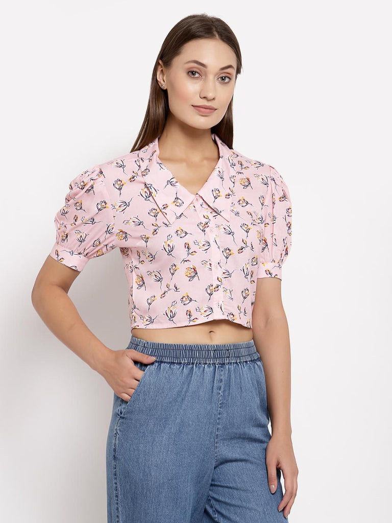 Pink Crop Collar Top | Tops & Shirts |Ayro Lane