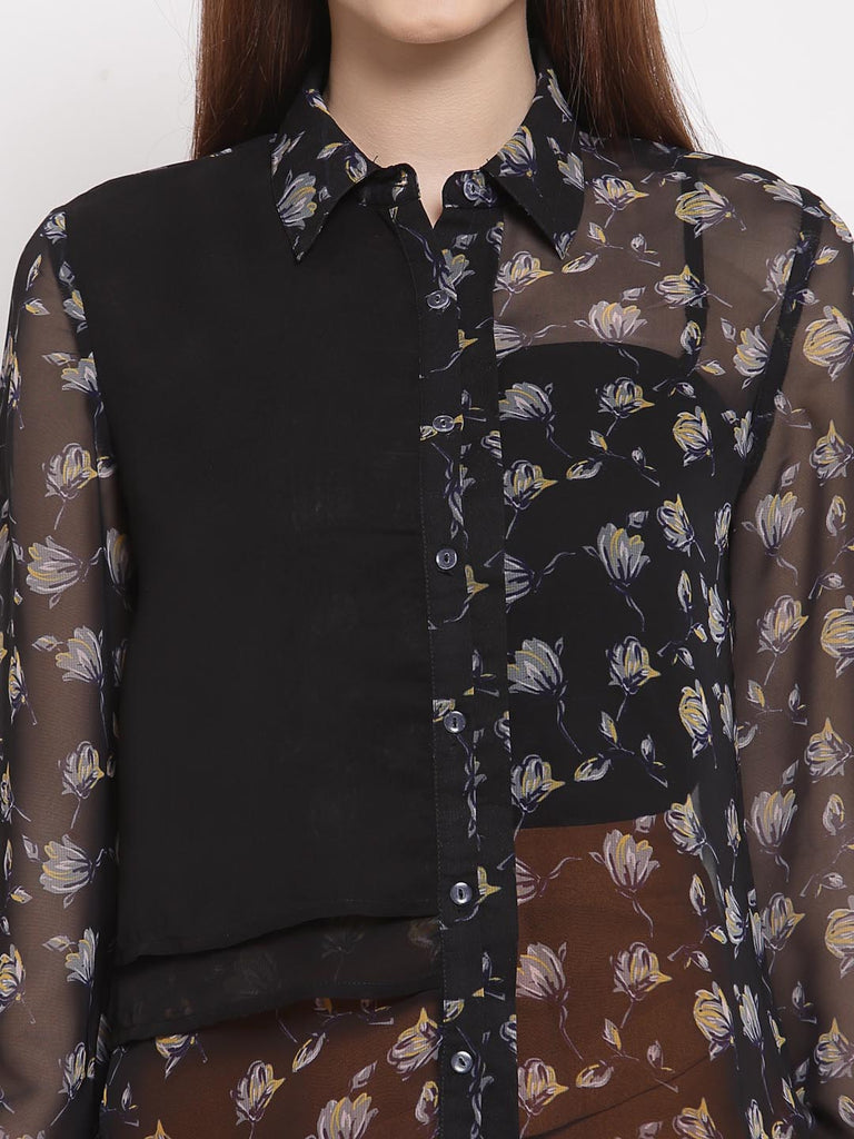 Black Printed Panel Shirt | Shirt |Ayro Lane