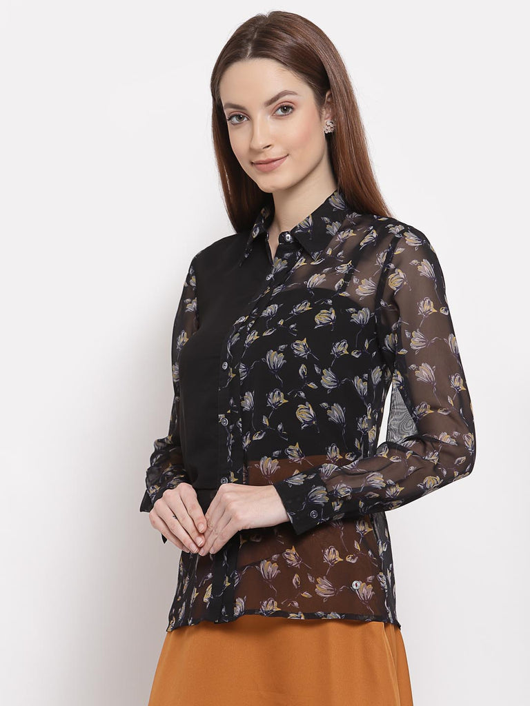 Black Printed Panel Shirt | Shirt |Ayro Lane