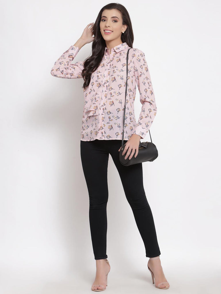 Pink Printed Panel Shirt | Shirt |Ayro Lane