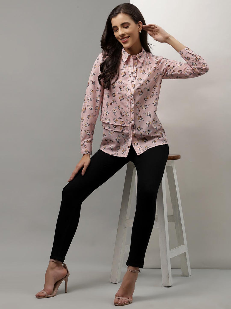 Pink Printed Panel Shirt | Shirt |Ayro Lane