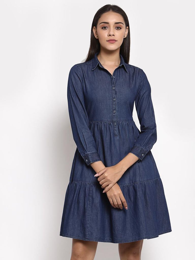 Denim Panel Dress | Hem Dress |Ayro Lane