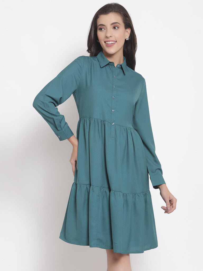 Teal Panel Dress | Hem Dress |Ayro Lane