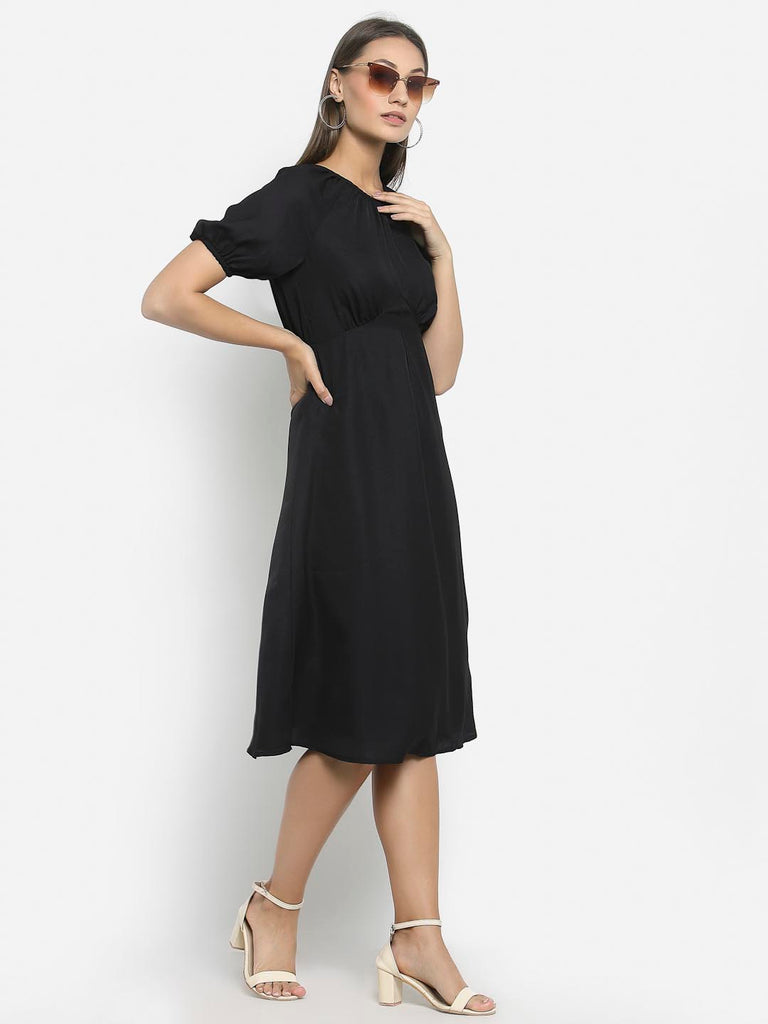 Black Empire Fit & Flare Dress | Hem Dress |Ayro Lane