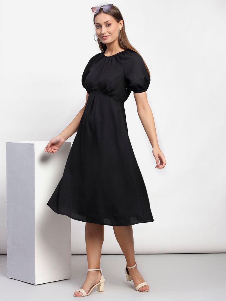 Black Empire Fit & Flare Dress | Hem Dress |Ayro Lane