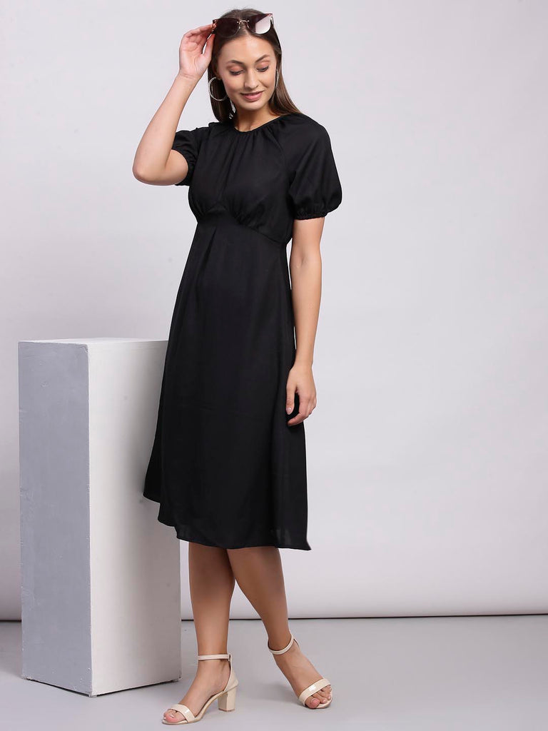 Black Empire Fit & Flare Dress | Hem Dress |Ayro Lane