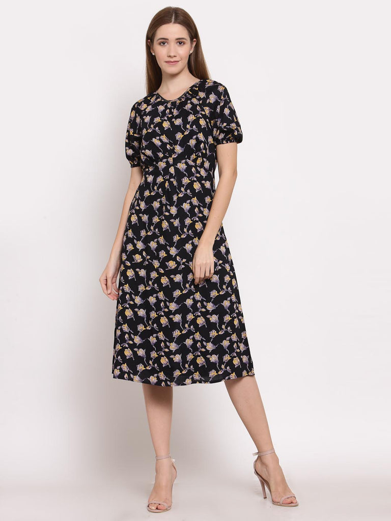 Black Floral Empire Fit & Flare Dress | Hem Dress |Ayro Lane