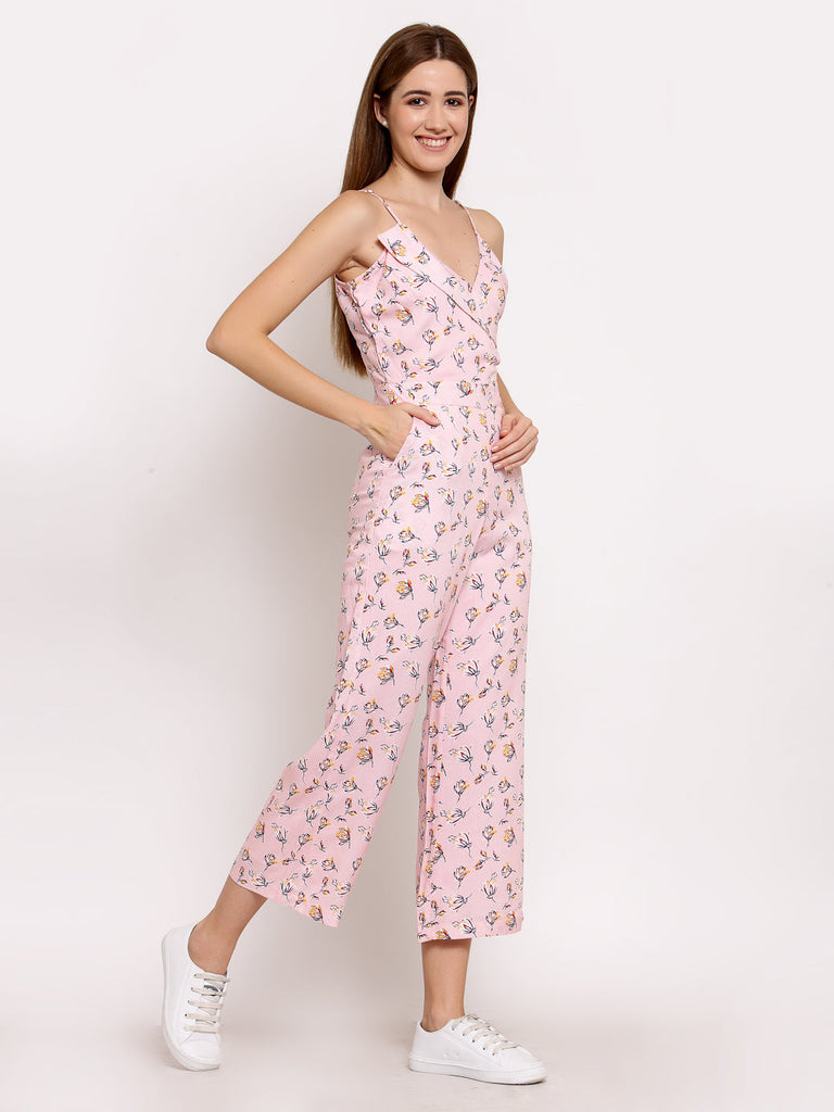 Pink Floral Collar Jumpsuit | Clothing |Ayro Lane