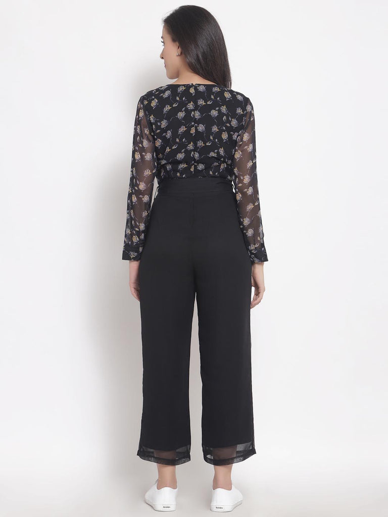 Black Half Solid Half Printed Mix Jumpsuit | Clothing |Ayro Lane