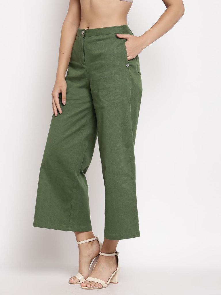 Olive Green Flared Pants | Clothing |Ayro Lane