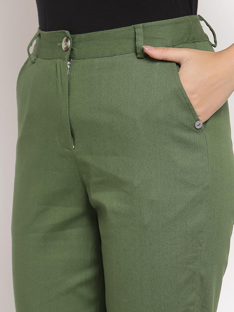 Olive Green Straight Fit Pants | Clothing |Ayro Lane