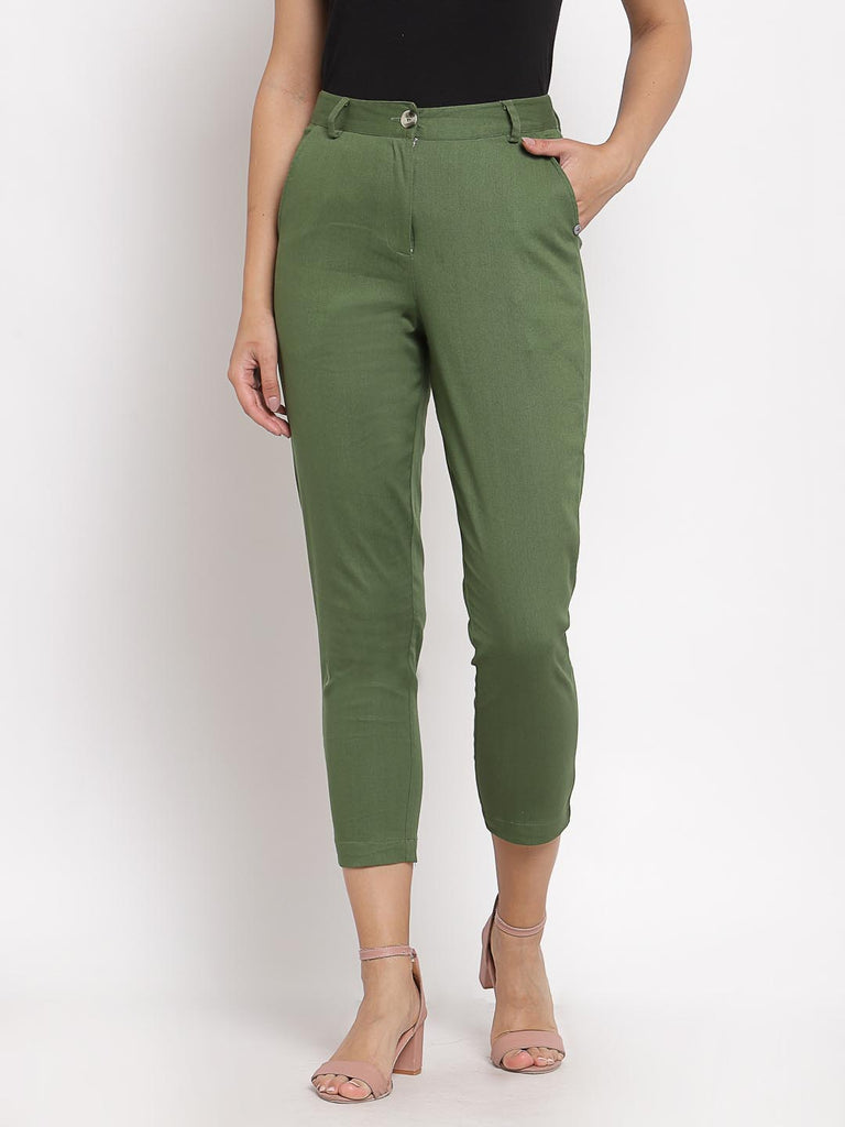 Olive Green Straight Fit Pants | Clothing |Ayro Lane