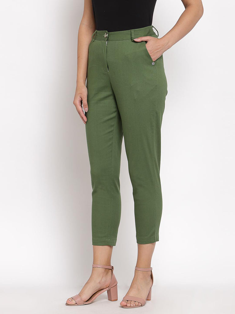 Olive Green Straight Fit Pants | Clothing |Ayro Lane