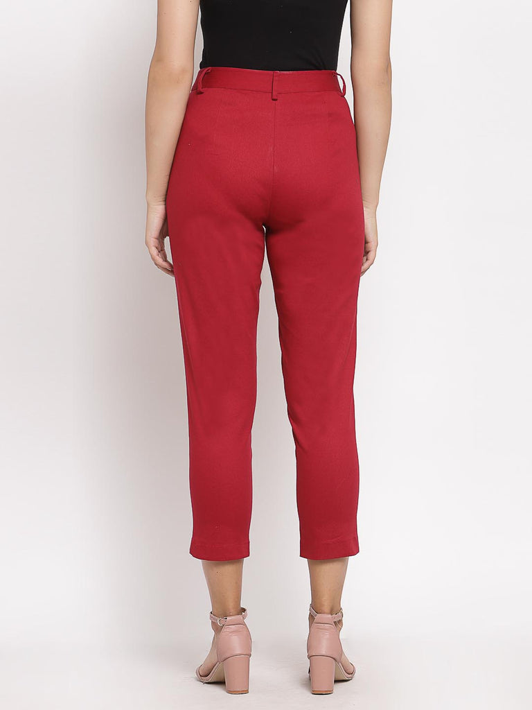 Wine Red Straight Fit Pants | Clothing |Ayro Lane