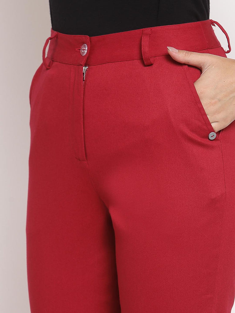 Wine Red Straight Fit Pants | Clothing |Ayro Lane