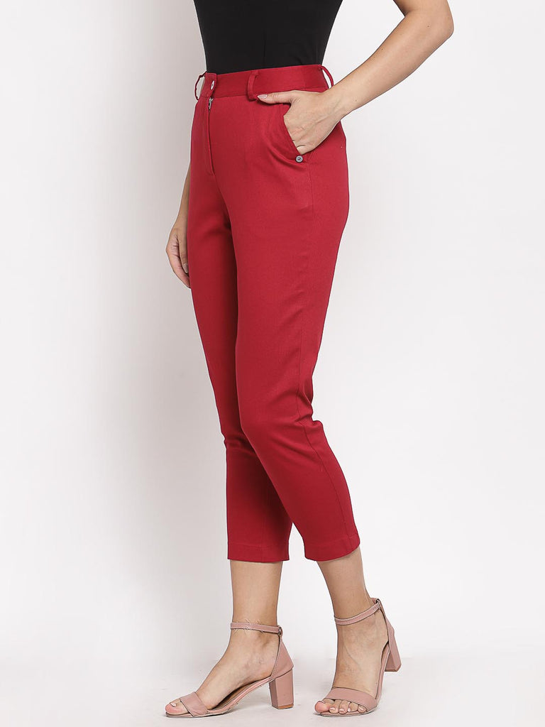 Wine Red Straight Fit Pants | Clothing |Ayro Lane