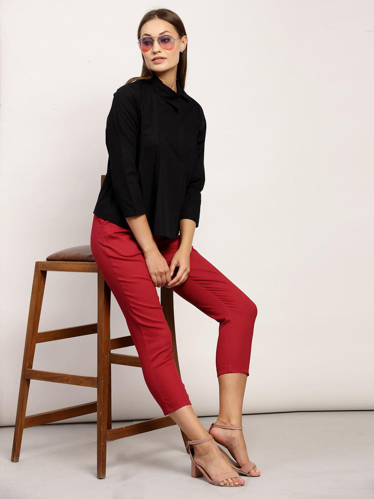 Wine Red Straight Fit Pants | Clothing |Ayro Lane