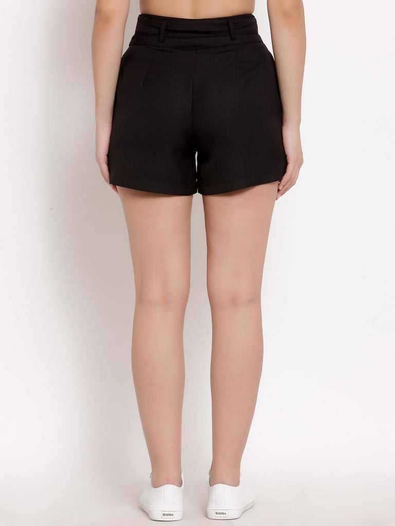 Black Buckle Detail Shorts | Clothing |Ayro Lane