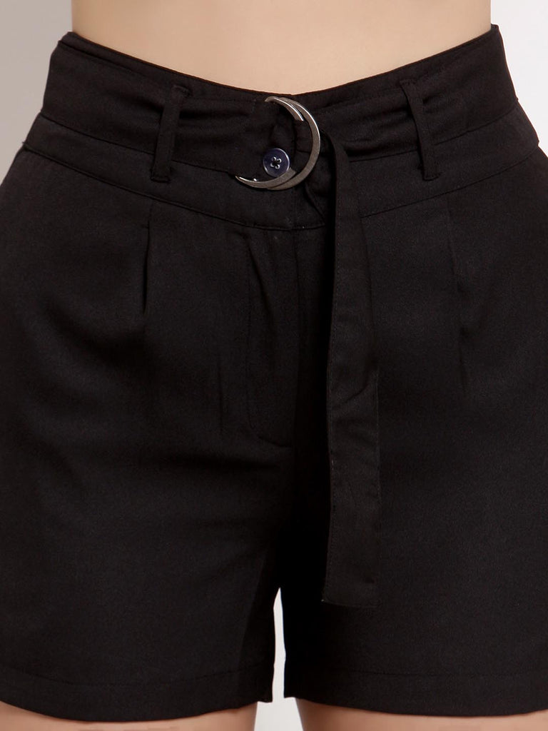 Black Buckle Detail Shorts | Clothing |Ayro Lane