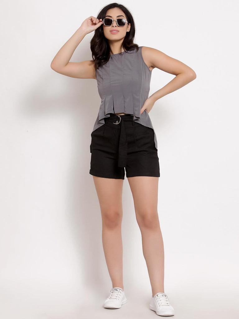 Black Buckle Detail Shorts | Clothing |Ayro Lane