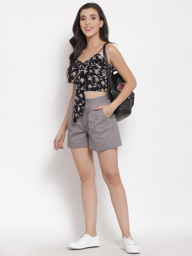 Silver Grey Pleated Shorts | Clothing |Ayro Lane