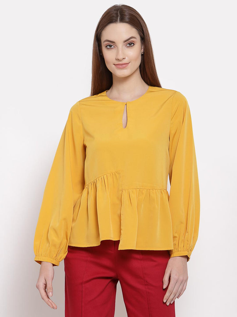 Mustard Ruffle Detail Top | Tops & Shirts |Ayro Lane