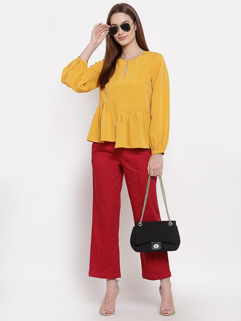 Mustard Ruffle Detail Top | Tops & Shirts |Ayro Lane