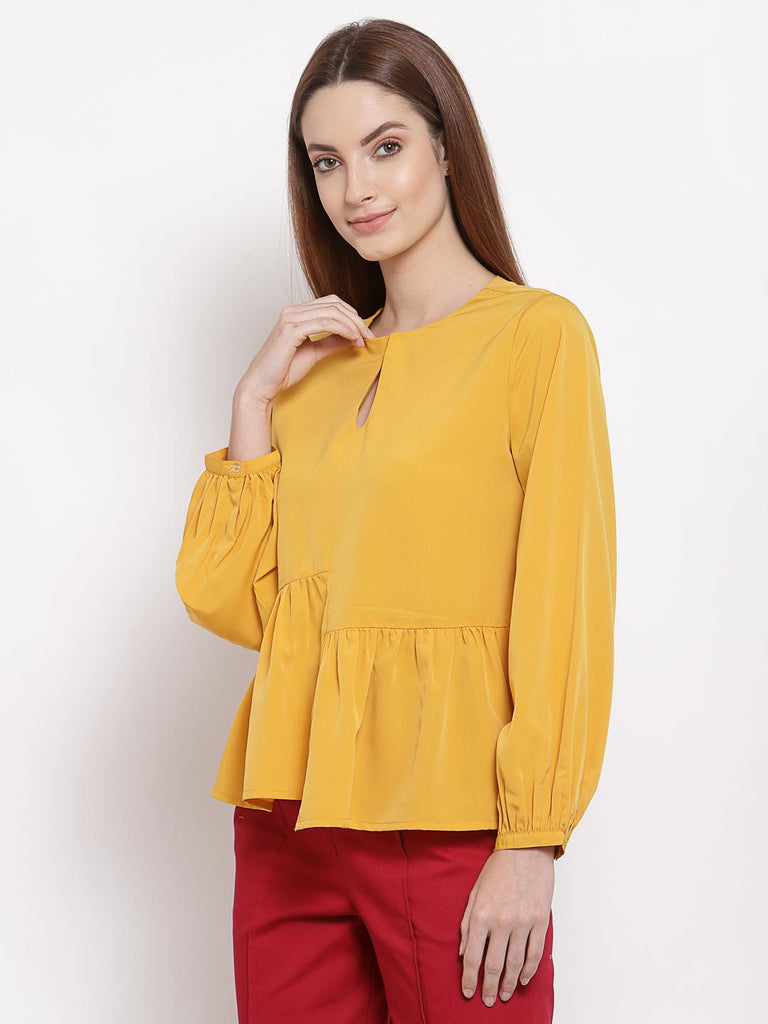 Mustard Ruffle Detail Top | Tops & Shirts |Ayro Lane