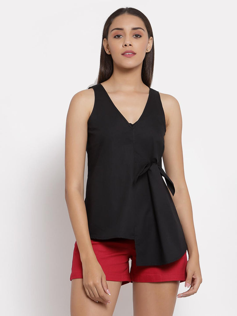 Black Tie Knot Detail Top | Tops & Shirts |Ayro Lane