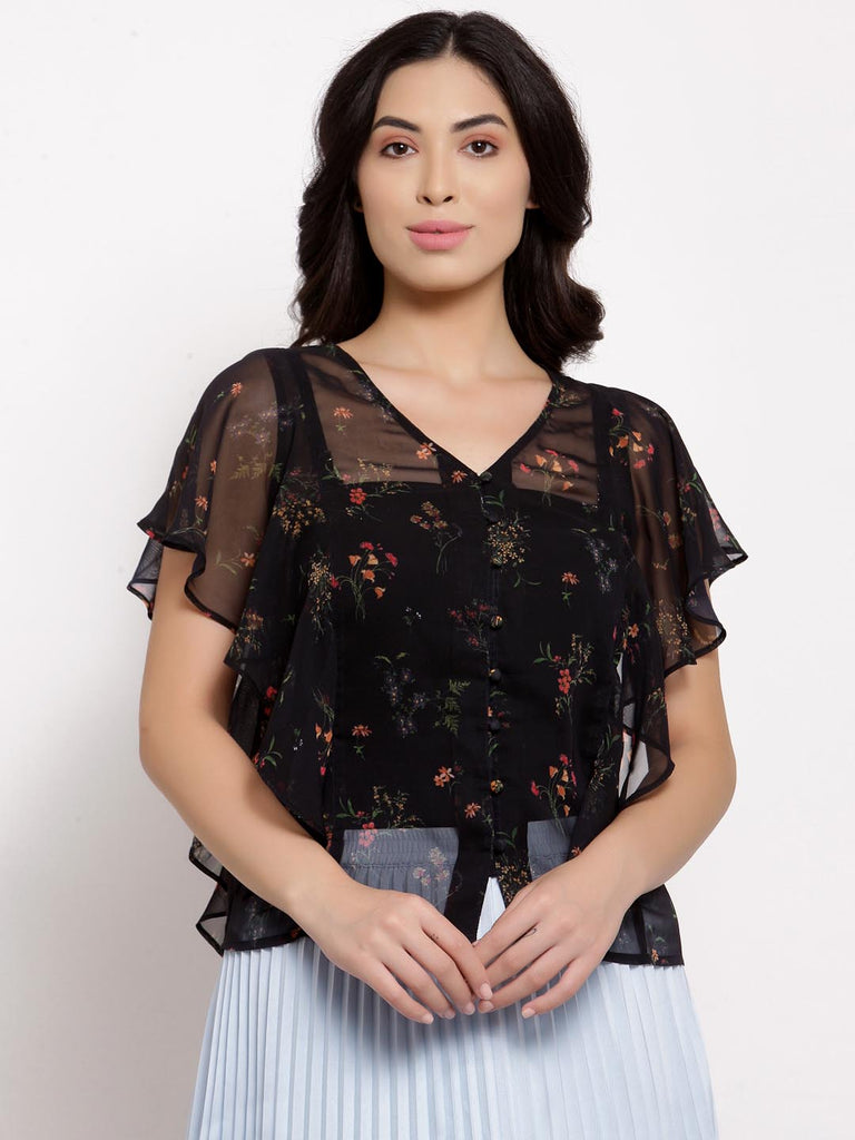 Black Ruffle Sleeve Top | Tops & Shirts |Ayro Lane