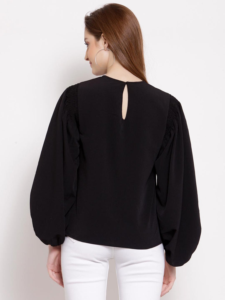 Black Blouson Sleeve Top | Tops & Shirts |Ayro Lane