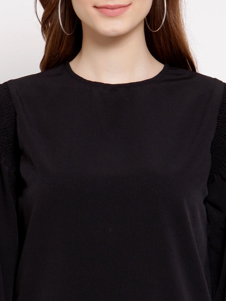 Black Blouson Sleeve Top | Tops & Shirts |Ayro Lane