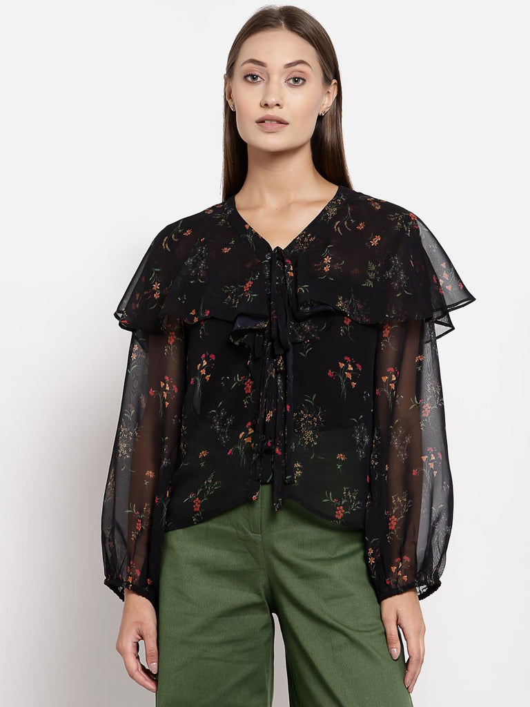 Black Cape Ruffle Top | Tops & Shirts |Ayro Lane