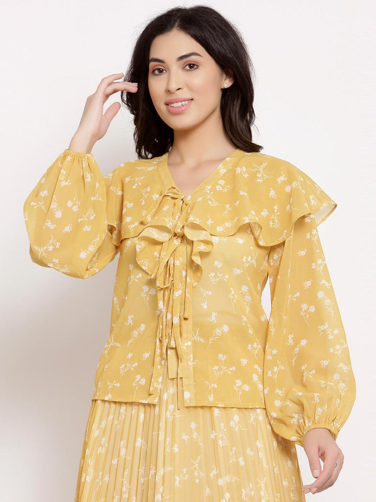 Mustard Cape Ruffle Top | Tops & Shirts |Ayro Lane